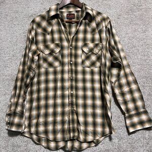 Plains Western Wear Men’s Pearl Snap Button Up Shirt Size Medium